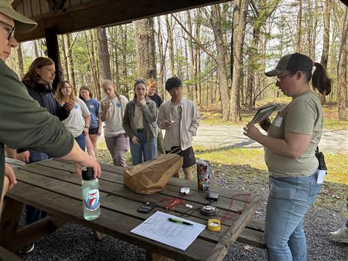 Image of the GC Envirothon participants engaged in forestry.