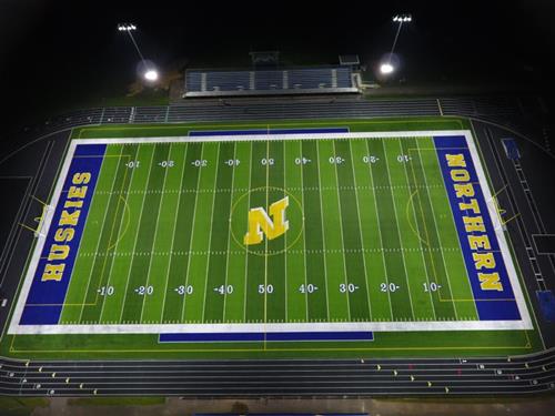 Aerial view of the Northern Garrett High School athletic field.